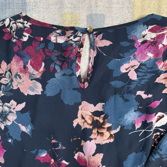 Thalia & Sodi Floral Neck Gold Link Long Sleeve Blouse Women's XL - Picture 8 of 16